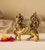 Kamdhenu Standing  Brass Idol Gold Finish