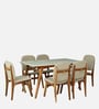 Kampen Acacia Wood 6 Seater Dining Set With White Rockland Quartz Top In Natural Finish