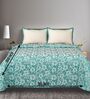 Green Kanan Cotton Floral Breathable & Queen Size Bedsheet With 2 Pillow Covers
