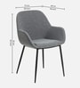 Kancha Velvet Fabric Dining Chair In Grey Colour