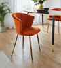 Kapee Velvet Fabric Barrel Chair In Orange Colour