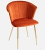 Kapee Velvet Fabric Barrel Chair In Orange Colour