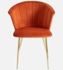 Kapee Velvet Fabric Barrel Chair In Orange Colour