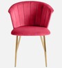 Kapee Velvet Fabric Barrel Chair In Rose Pink Colour