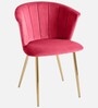 Kapee Velvet Fabric Barrel Chair In Rose Pink Colour