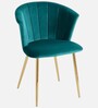 Kapee Velvet Fabric Barrel Chair In Teal Blue Colour