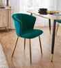 Kapee Velvet Fabric Barrel Chair In Teal Blue Colour