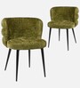 Kapi Velvet Fabric Barrel Chair In Green Colour