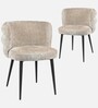 Kapi Velvet Fabric Barrel Chair In Off White Colour