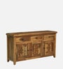 Karl Sheesham Wood Sideboard In Scratch Resistant Rustic Teak Finish