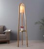 Karly Beige Fabric Shade Floor Lamp With Brown Base -
