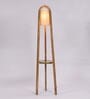 Karly Beige Fabric Shade Floor Lamp With Brown Base -