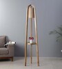 Karly Beige Fabric Shade Floor Lamp With Brown Base -