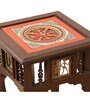 Karma Teak Wood End Table in Walnut Finish Karma Teak Wood End Table in Walnut Finish