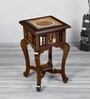 Karma Teak Wood End Table in Walnut Finish Karma Teak Wood End Table in Walnut Finish