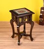 Karma Teak Wood End Table in Walnut Finish Karma Teak Wood End Table in Walnut Finish