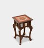 Karma Teak Wood End Table in Walnut Finish Karma Teak Wood End Table in Walnut Finish