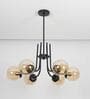 Karousel Metal & Glass 6-Arm Chandelier (Black & Amber)