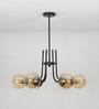 Karousel Metal & Glass 6-Arm Chandelier (Black & Amber)