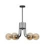 Karousel Metal & Glass 6-Arm Chandelier (Black & Amber)