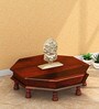Karthik Solid Wood Pooja Chowki in Honey Oak Finish