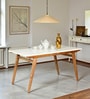 Kastav Acacia Wood 6 Seater Dining Table With White Rockland Quartz Top In Natural Finish