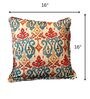 Kasuri Teal Silk Blend Ikat Cushion Cover (16 x 16 Inches, Printed)
