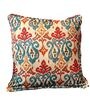 Kasuri Teal Silk Blend Ikat Cushion Cover (16 x 16 Inches, Printed)