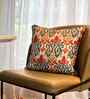 Kasuri Teal Silk Blend Ikat Printed 16 x 16 Inches Cushion Cover