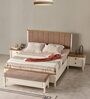 Katre King Size Bed  In Cream Colour With Night Stand