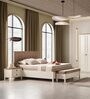 Katre King Size Bed  In Cream Colour With Night Stand
