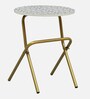 Katz Metal End Table In Matte Gold & Blue Finish