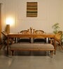 Kav 6 Seater Dining Table In Teakwood Finish