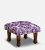 Kavana Fabric Foot Stool in Provincial Teak Finish