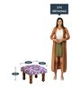 Kavana Fabric Foot Stool in Provincial Teak Finish