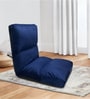  Reclining Cushion Fabric Lounge Chair  With Adjustable Back Support In Navy Blue Colour