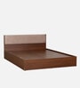 Kawasaki King size Bed in Planked Walnut Finish with Box Storage & Upholstered Headboard