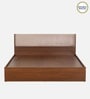Kawasaki King size Bed in Planked Walnut Finish with Box Storage & Upholstered Headboard