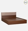 Kawasaki King size Bed in Planked Walnut Finish with Box Storage & Upholstered Headboard