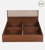 Kawasaki King size Bed in Planked Walnut Finish with Box Storage & Upholstered Headboard