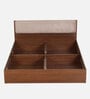 Kawasaki King size Bed in Planked Walnut Finish with Box Storage & Upholstered Headboard