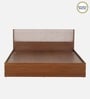 Kawasaki King size Bed in Planked Walnut Finish with Upholstered Headboard