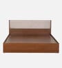 Kawasaki King size Bed in Planked Walnut Finish with Upholstered Headboard