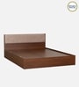 Kawasaki Queen size Bed in Planked Walnut Finish with Box Storage & Upholstered Headboard