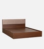Kawasaki Queen size Bed in Planked Walnut Finish with Box Storage & Upholstered Headboard