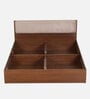Kawasaki Queen size Bed in Planked Walnut Finish with Box Storage & Upholstered Headboard