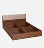 Kawasaki Queen size Bed in Planked Walnut Finish with Box Storage & Upholstered Headboard
