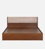 Kawasaki Queen size Bed in Planked Walnut Finish with Box Storage & Upholstered Headboard