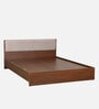 Kawasaki Queen size Bed in Planked Walnut Finish with Upholstered Headboard