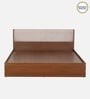 Kawasaki Queen size Bed in Planked Walnut Finish with Upholstered Headboard